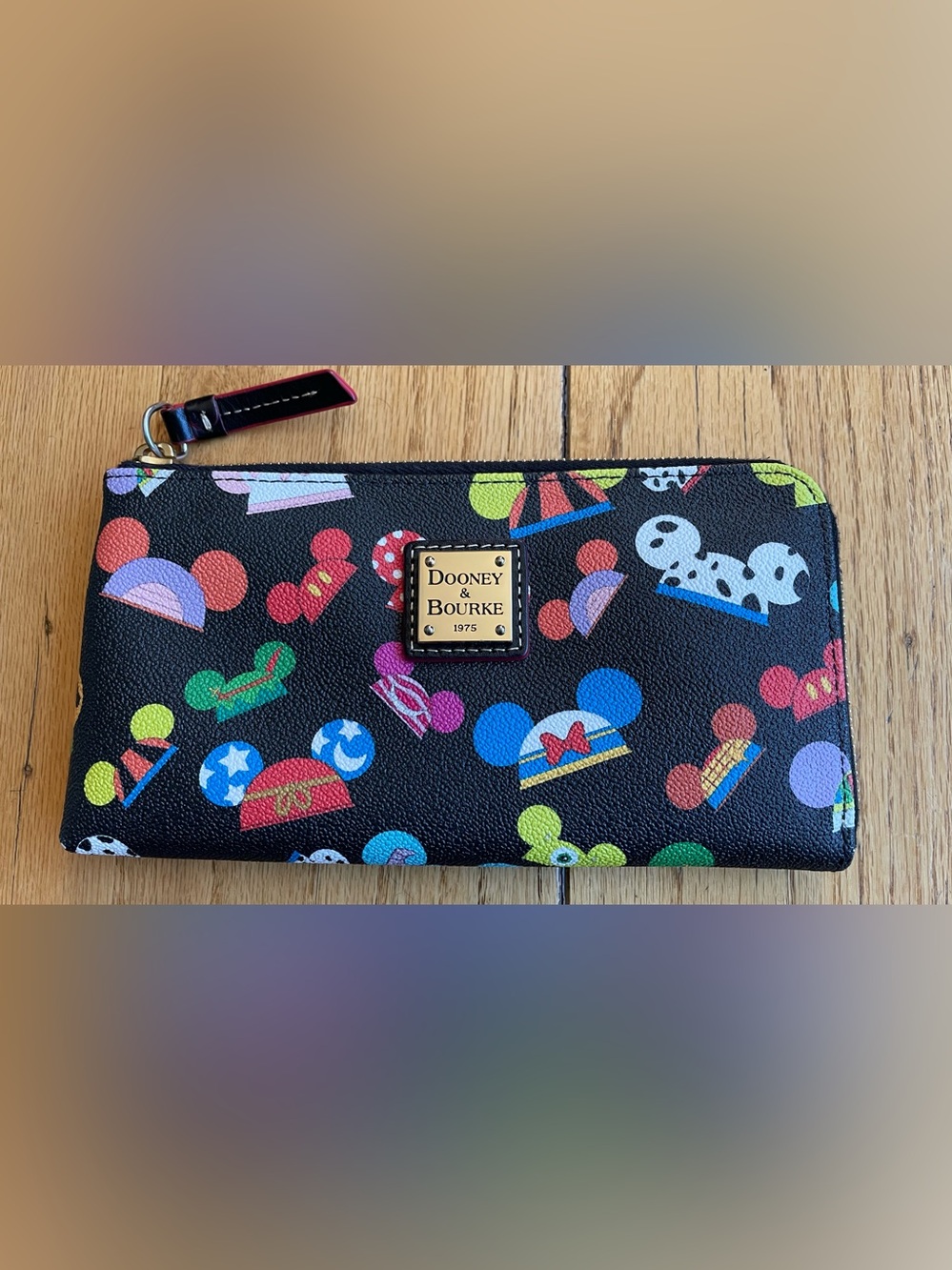 Dooney & Bourke Black Multi Mickey Ears Zip Wallet ‘I Am Ears’